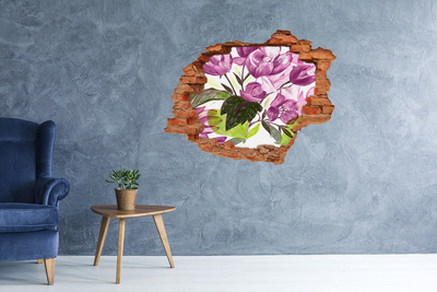 Hole wall sticker Flower garden behind the wall
