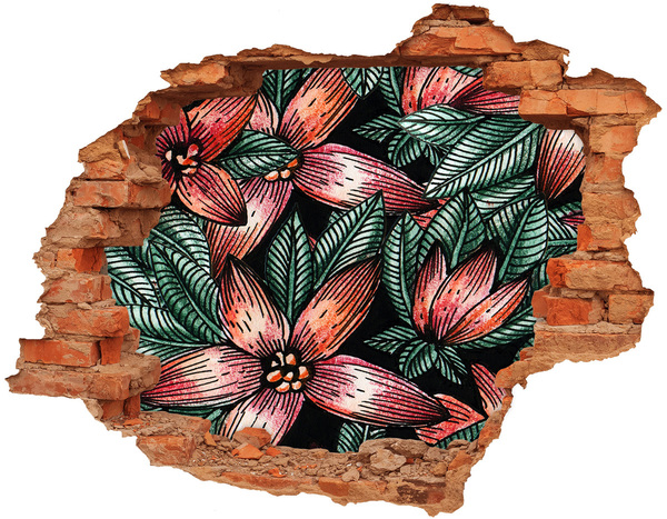 Hole in the wall decal A floral pattern against a damaged wall