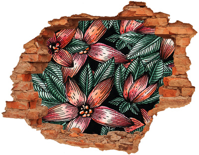 Hole in the wall decal A floral pattern against a damaged wall