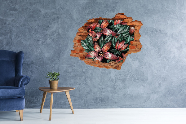 Hole in the wall decal A floral pattern against a damaged wall