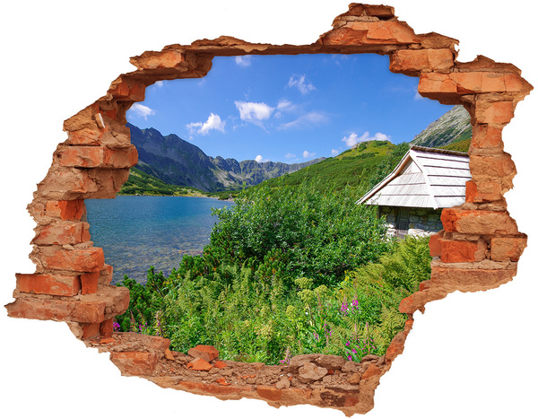 Hole in the wall sticker Mountain landscape with a lake
