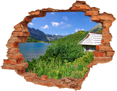 Hole in the wall sticker Mountain landscape with a lake