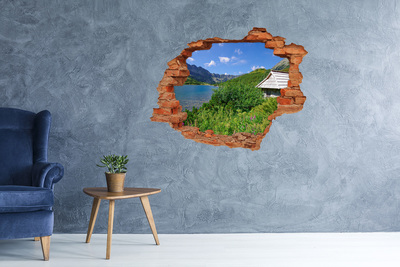 Hole in the wall sticker Mountain landscape with a lake