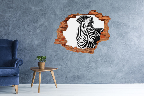 Hole in the wall decal Zebra in the snow