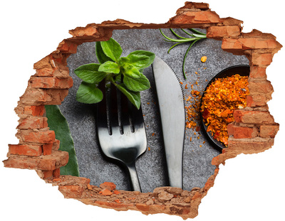 Hole in the wall decal Cutlery and spices