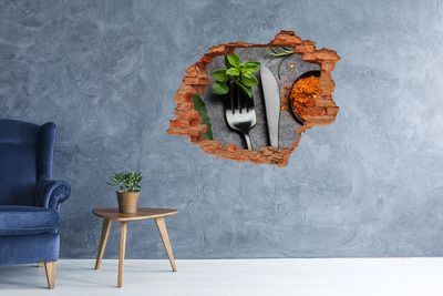 Hole in the wall decal Cutlery and spices