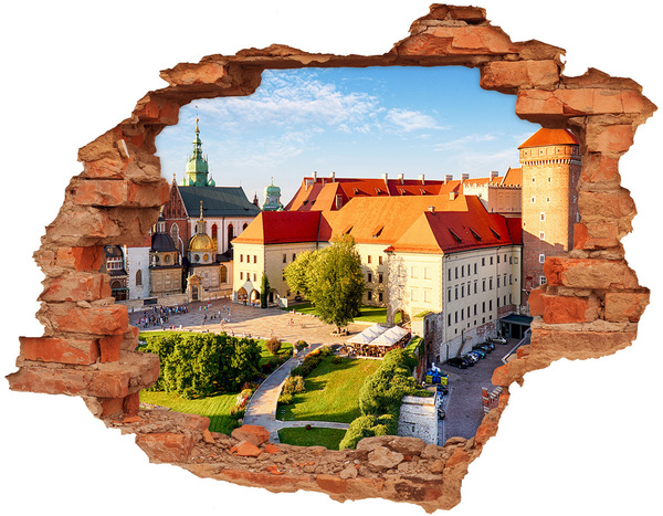 3D wall hole wallpaper A castle in a picturesque setting
