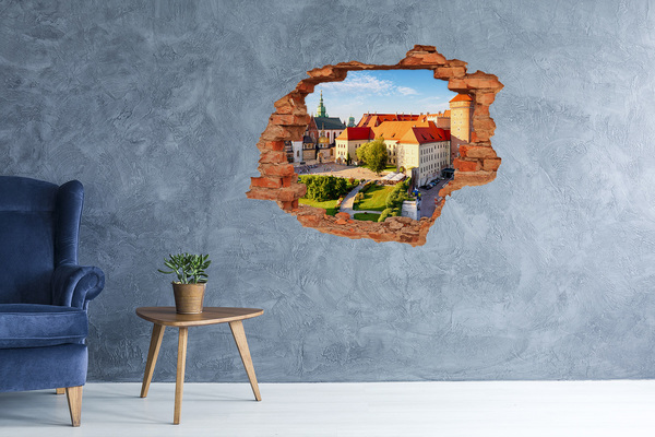 3D wall hole wallpaper A castle in a picturesque setting