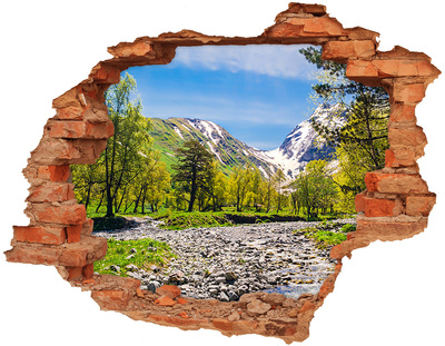 Hole wall sticker River in the mountains