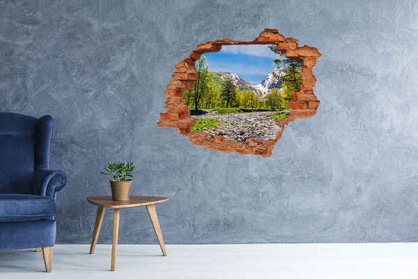 Hole wall sticker Mountain landscape with a river