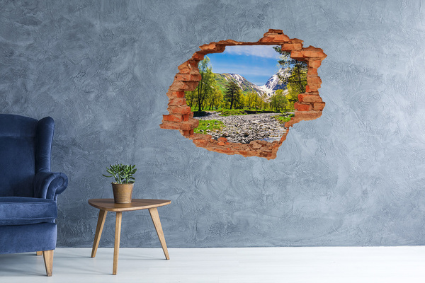 Hole wall sticker River in the mountains