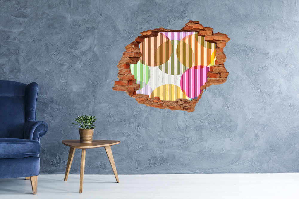 Hole in the wall decal Colorful wheels