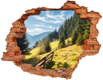 3D wall hole View of the mountain valley