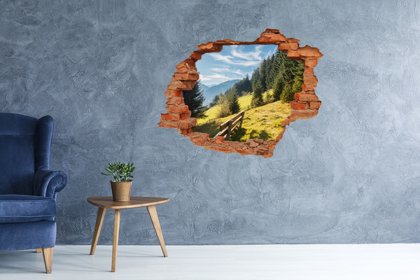 3D wall hole View of the mountain valley