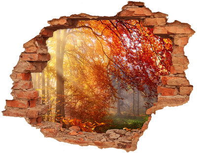 3D wall hole Golden autumn in the forest