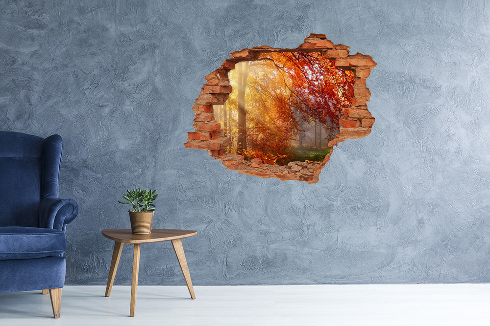 3D wall hole Autumn forest