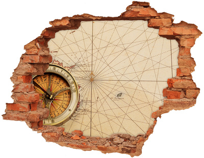 Hole wall sticker Ancient sea map