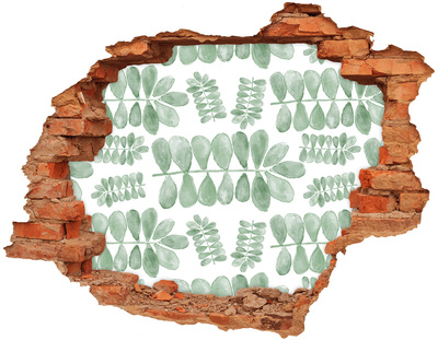 3D wall hole Green leaves