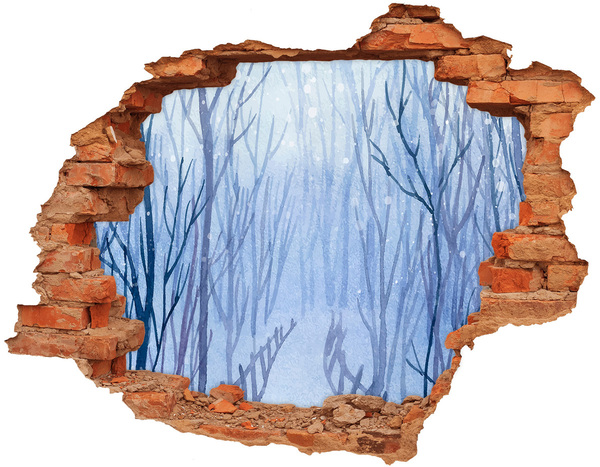 Hole wall sticker Winter landscape through a hole in the wall
