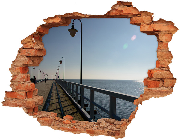 3D wall hole wallpaper Sea view from the pier