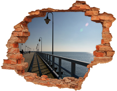 3D wall hole wallpaper Sea view from the pier