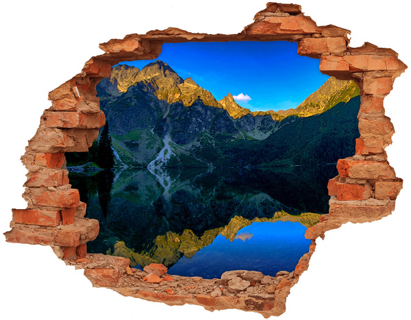 Hole in the wall sticker Mountain landscape with a lake