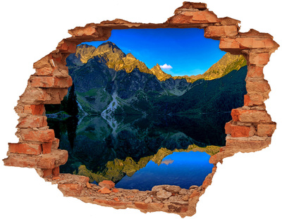 Hole in the wall sticker Mountain landscape with a lake