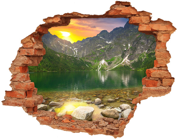 Hole in the wall decal Mountain landscape by the lake