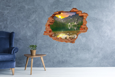 Hole in the wall decal Mountain landscape by the lake