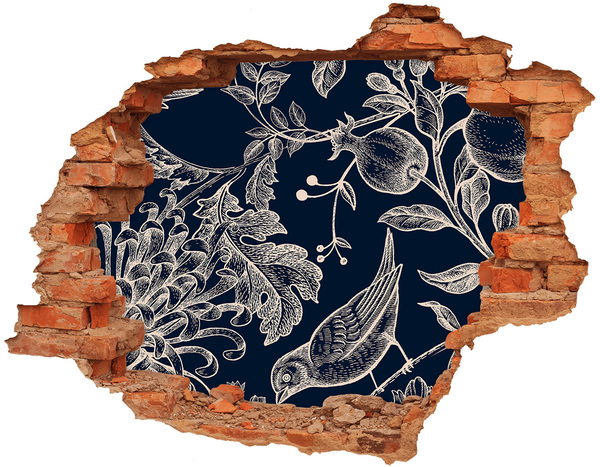 Hole wall sticker Flowers and birds