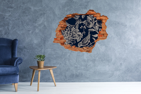 Hole wall sticker A bird against the background of vegetation