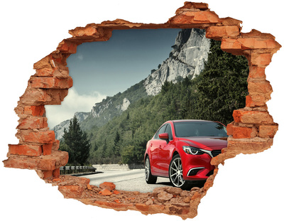 Hole in the wall decal Car in the mountains