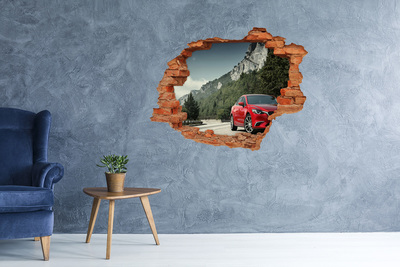 Hole in the wall decal Car in the mountains