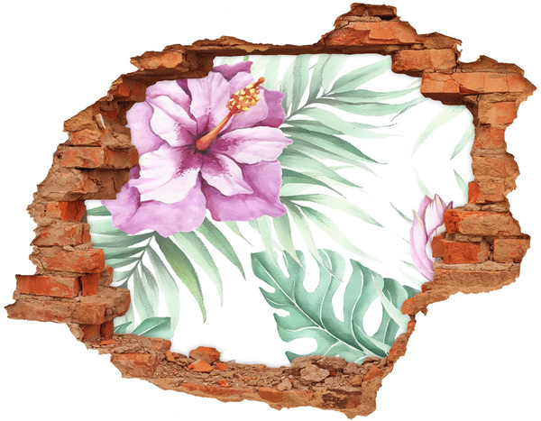 Hole in the wall decal Hawaiian flowers