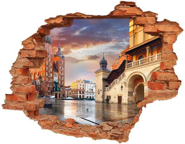 Hole in the wall sticker View of the city with the market square