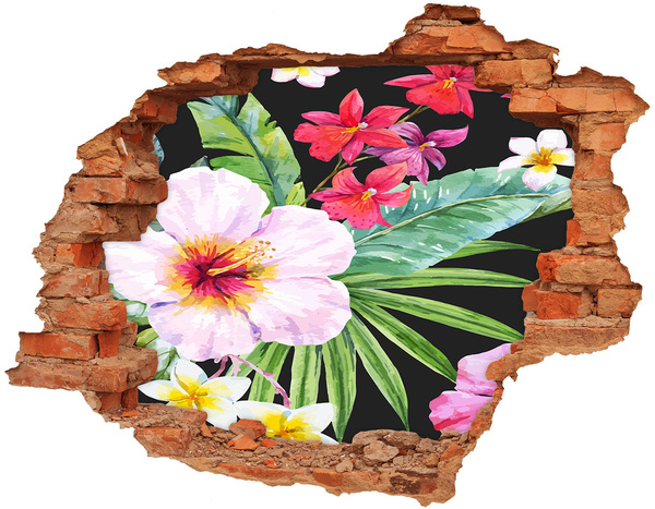 Hole in the wall decal Tropical paradise with flowers
