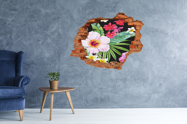 Hole in the wall decal Hawaiian flowers