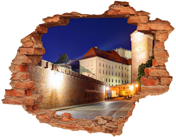 Hole in the wall sticker The castle in the night scenery