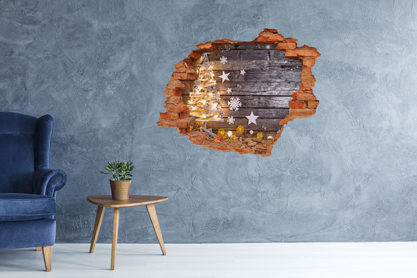 Hole in the wall sticker Winter landscape with Christmas decorations