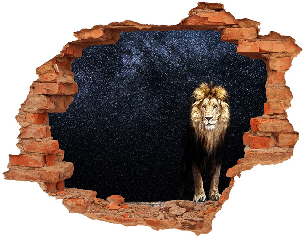 Hole in the wall decal Lion against the backdrop of the stars