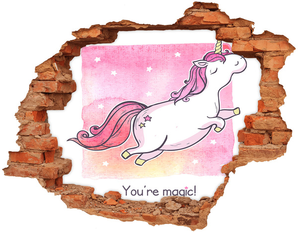 Hole in the wall decal Unicorn in a jump