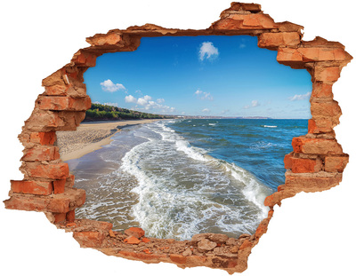 3D wall hole wallpaper Sea view