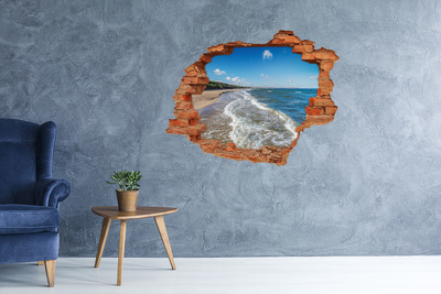 3D wall hole wallpaper Sea view