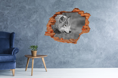 3D wall hole wallpaper Wolf in a Hole in the Wall