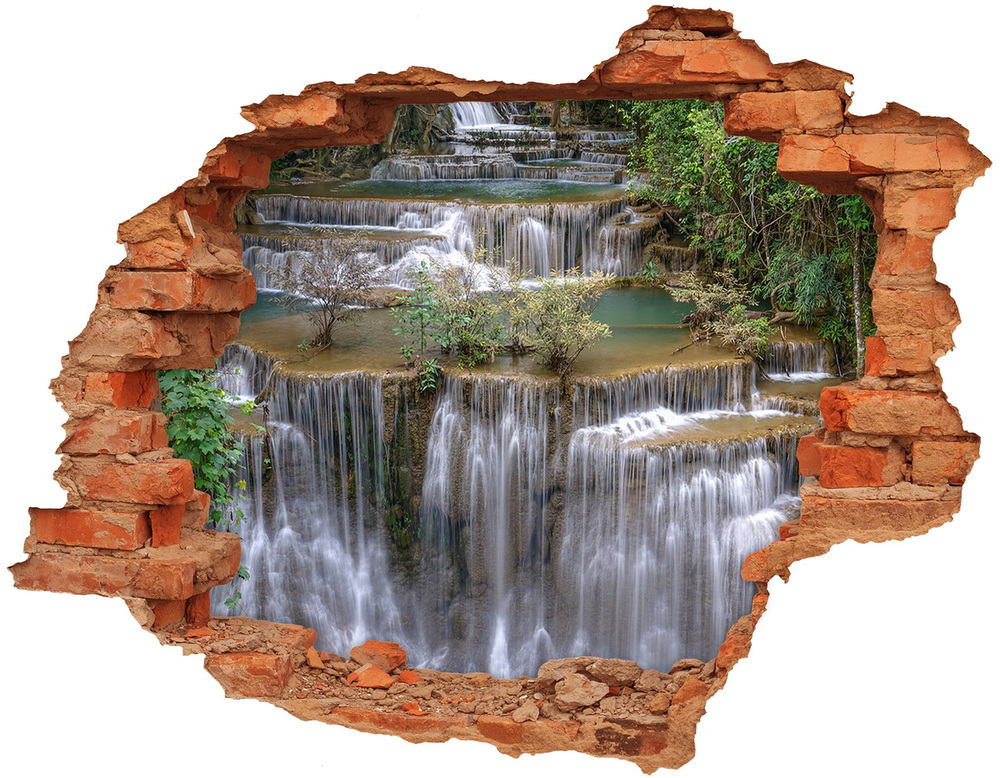 Hole in the wall sticker Waterfall in the forest