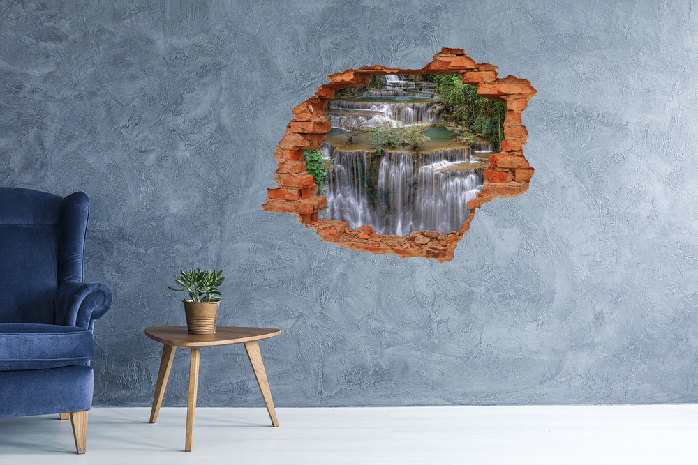 Hole in the wall sticker Waterfall in the forest