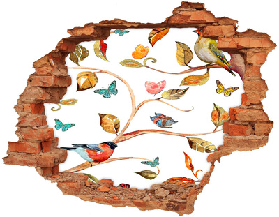 Hole wall sticker Birds and butterflies