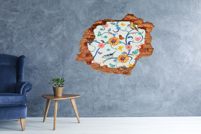 Hole wall sticker Flowers and birds