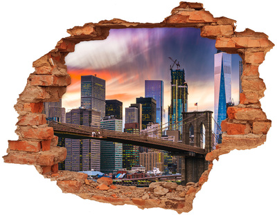 Hole wall sticker Brooklyn Bridge in New York