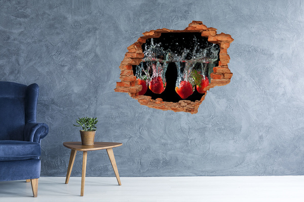 3D wall hole Strawberries under water